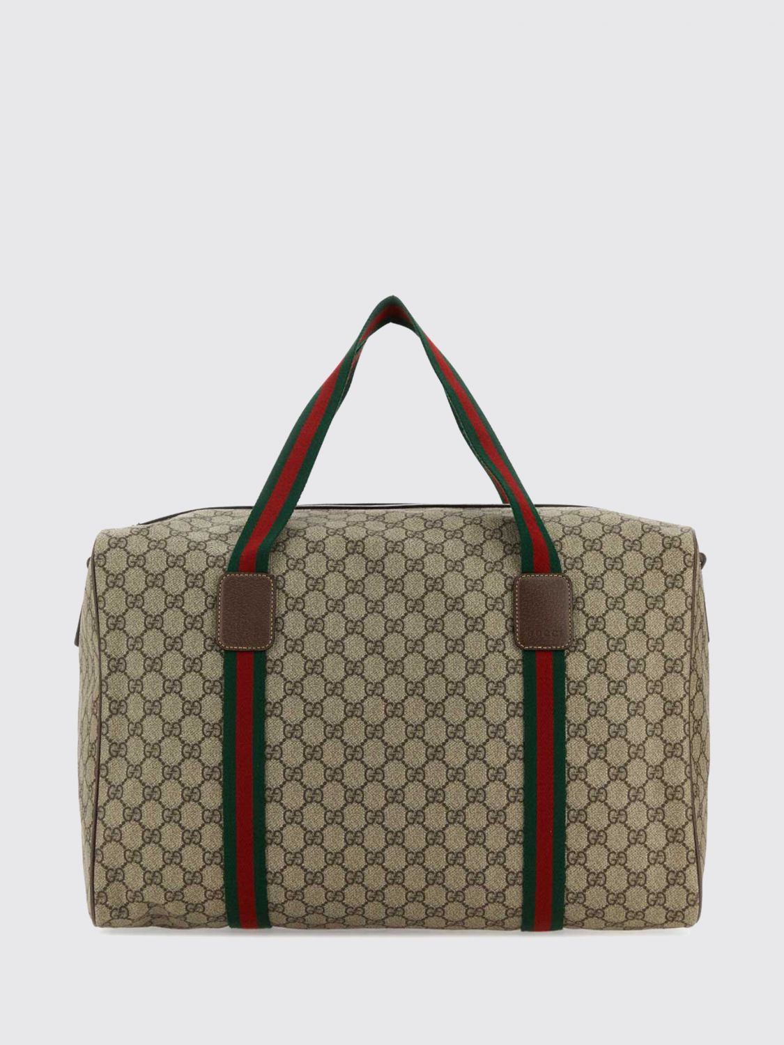 Gucci Men Monogram Gg Supreme Fabric Duffle Bag Gucci With Double Handle GUCCI