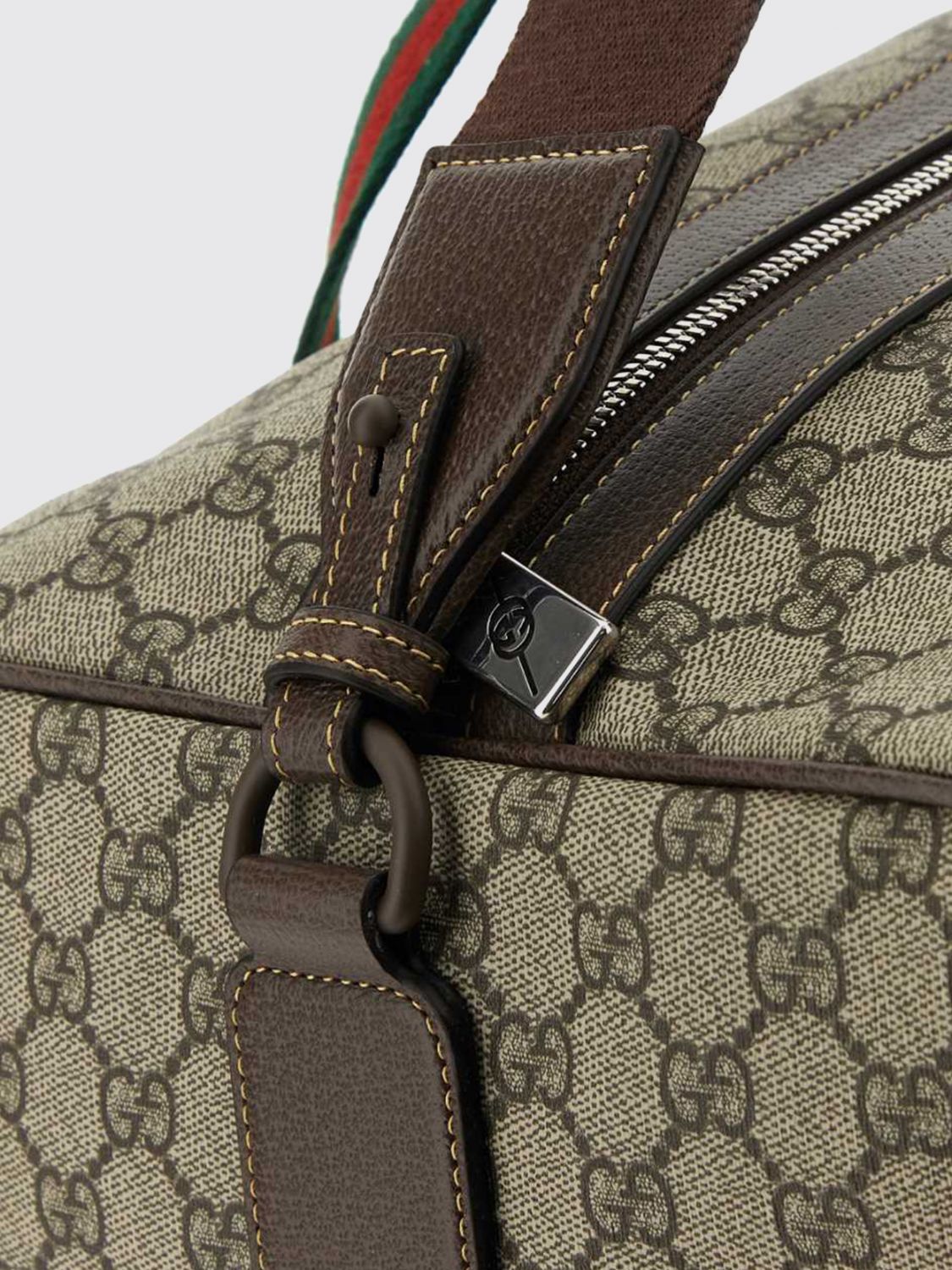 Gucci Men Monogram Gg Supreme Fabric Duffle Bag Gucci With Double Handle GUCCI