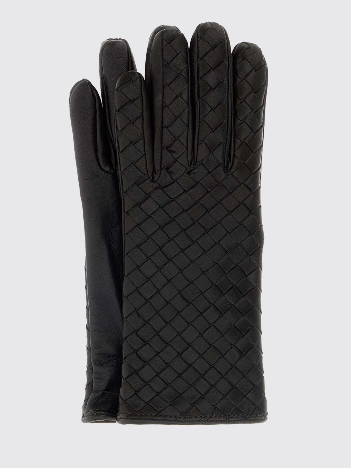 Bottega Veneta Women Woven Lambskin Gloves Bottega Veneta With Cashmere Lining BOTTEGA VENETA