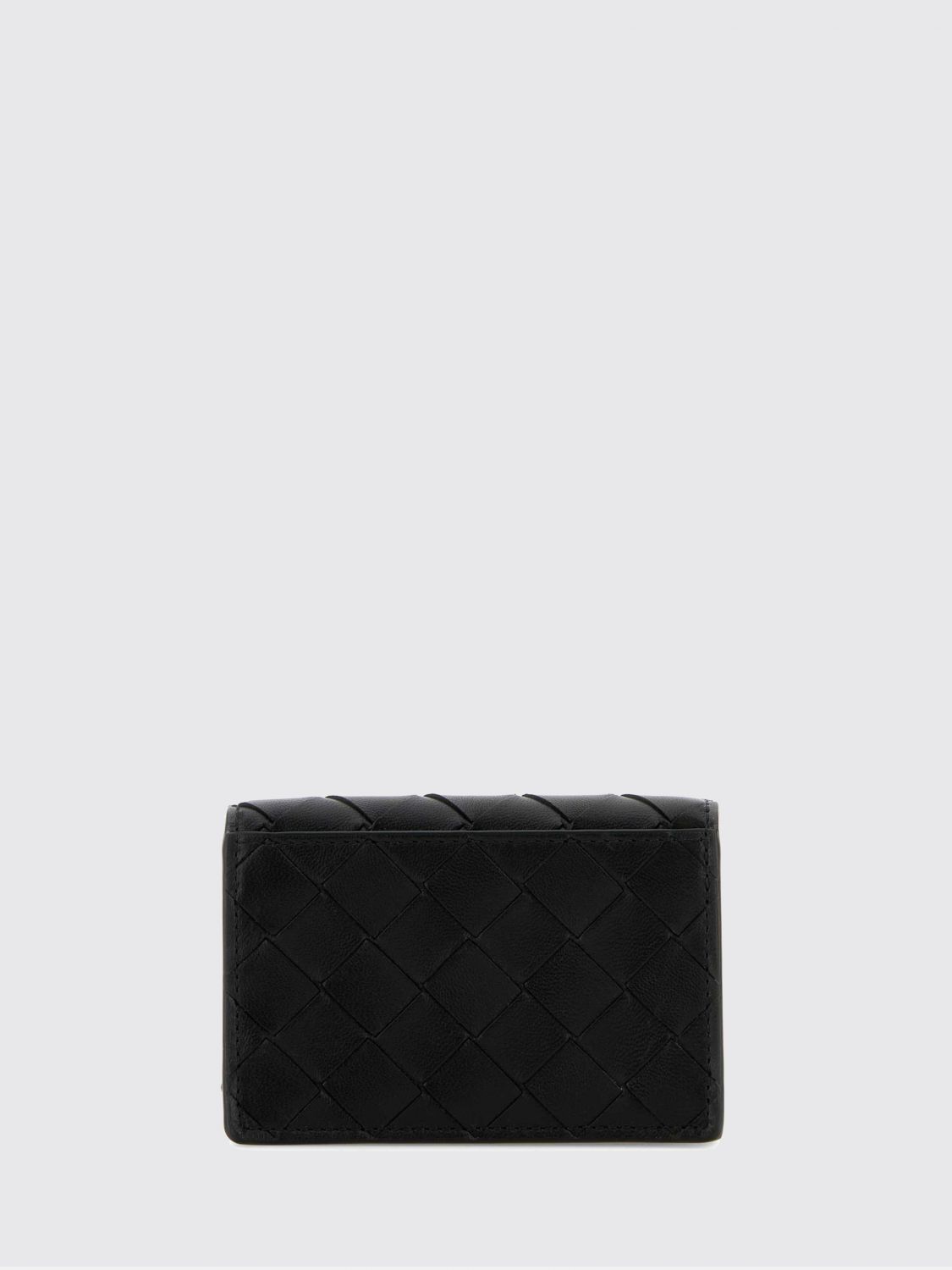 Bottega Veneta Women Bifold Woven Lambskin Card Holder Bottega Veneta With Snap Button BOTTEGA VENETA