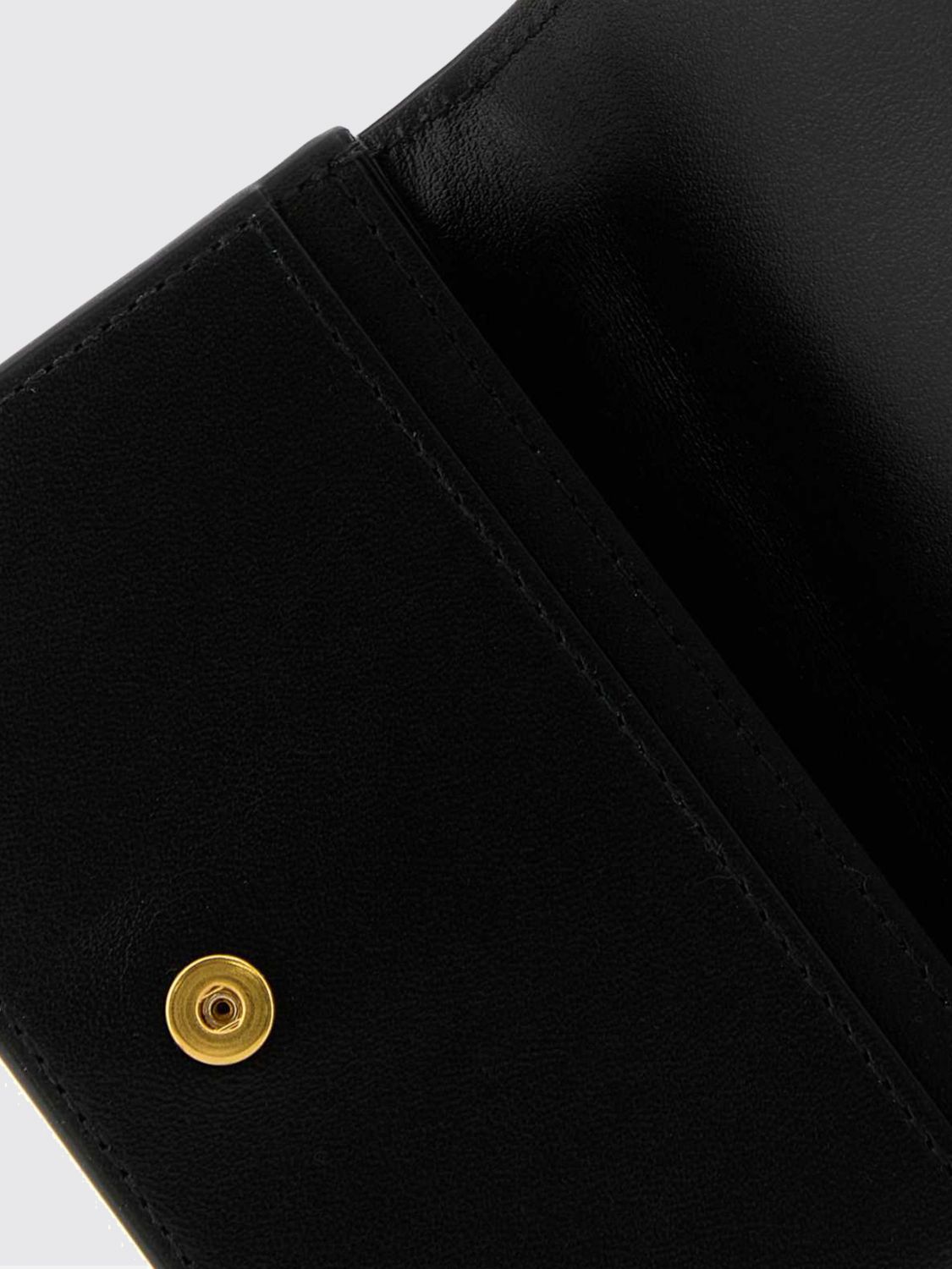 Bottega Veneta Women Bifold Woven Lambskin Card Holder Bottega Veneta With Snap Button BOTTEGA VENETA
