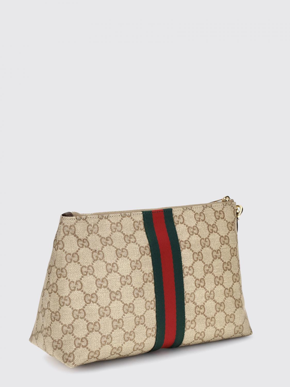 Gucci Men Gg Monogram Jacquard Pouch Gucci With Striped Details And Wrist Strap GUCCI
