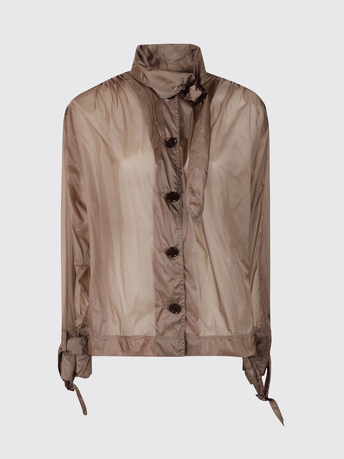 Saint Laurent Women Saint Laurent Nylon Shirt With High Pussy-Bow Collar And Long Sleeves SAINT LAURENT