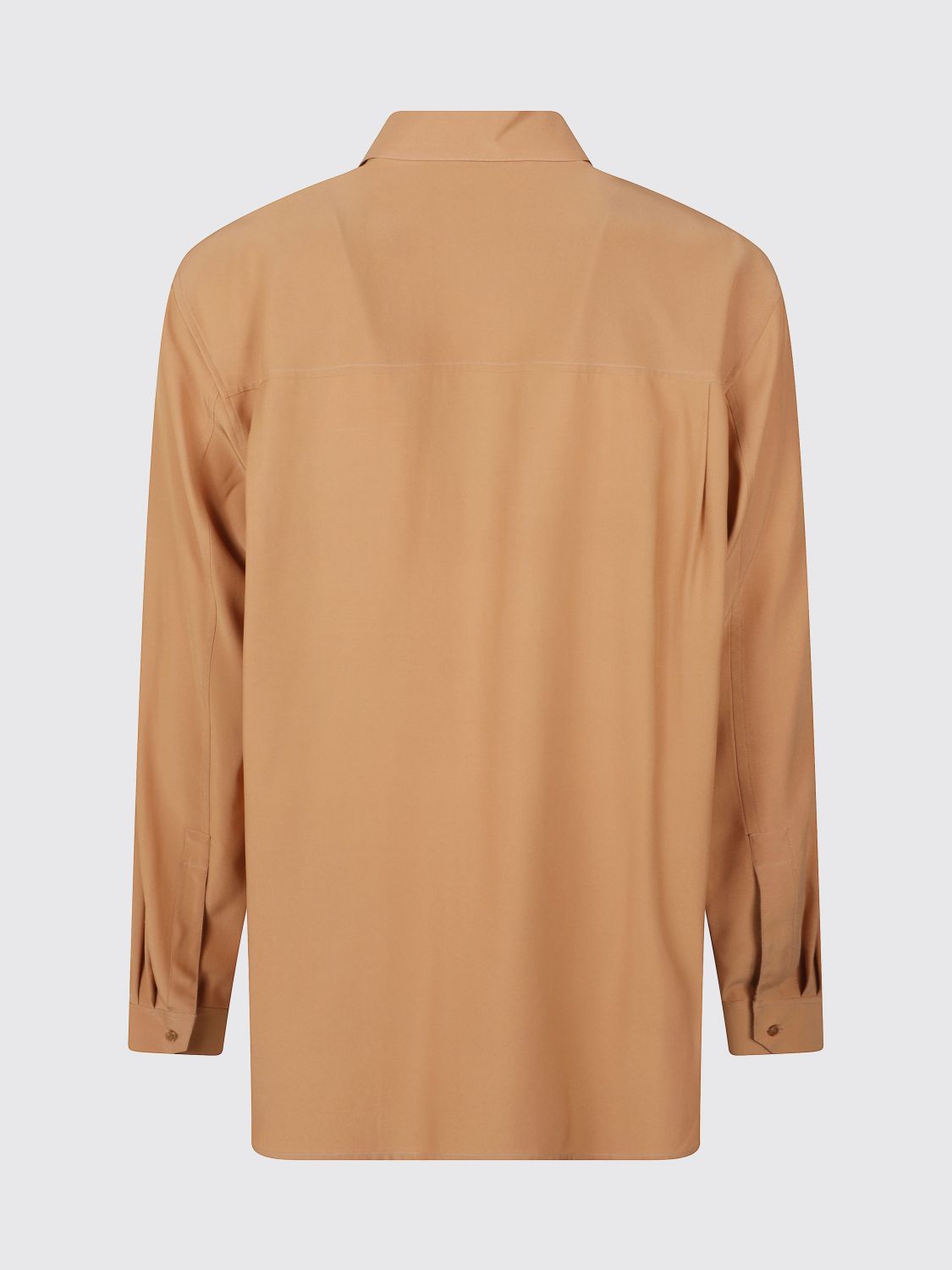 Saint Laurent Men Saint Laurent Pure Silk Shirt With Classic Collar And Curved Hem SAINT LAURENT