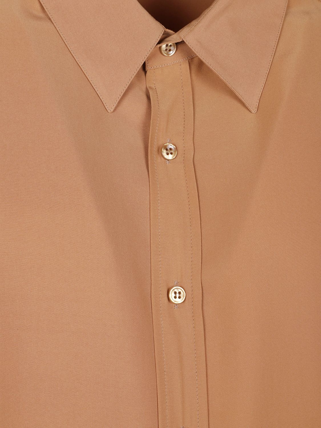 Saint Laurent Men Saint Laurent Pure Silk Shirt With Classic Collar And Curved Hem SAINT LAURENT