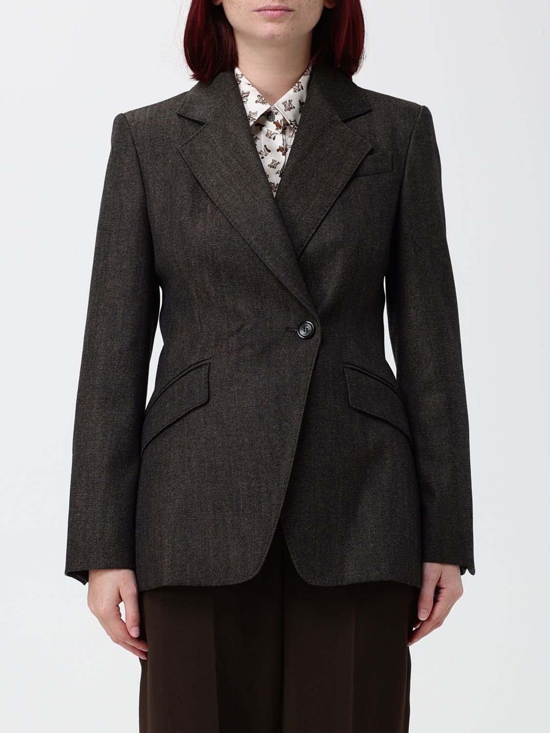 Max Mara Women Double-Breasted Wool Blazer Max Mara With Lapel Collar And Flap Pockets MAX MARA