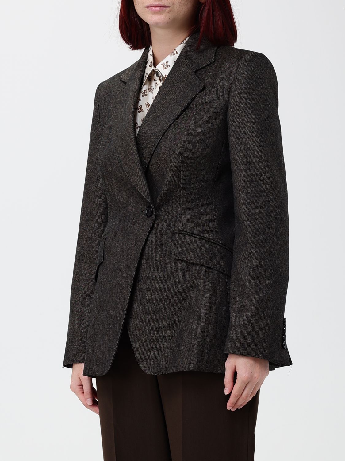 Max Mara Women Double-Breasted Wool Blazer Max Mara With Lapel Collar And Flap Pockets MAX MARA
