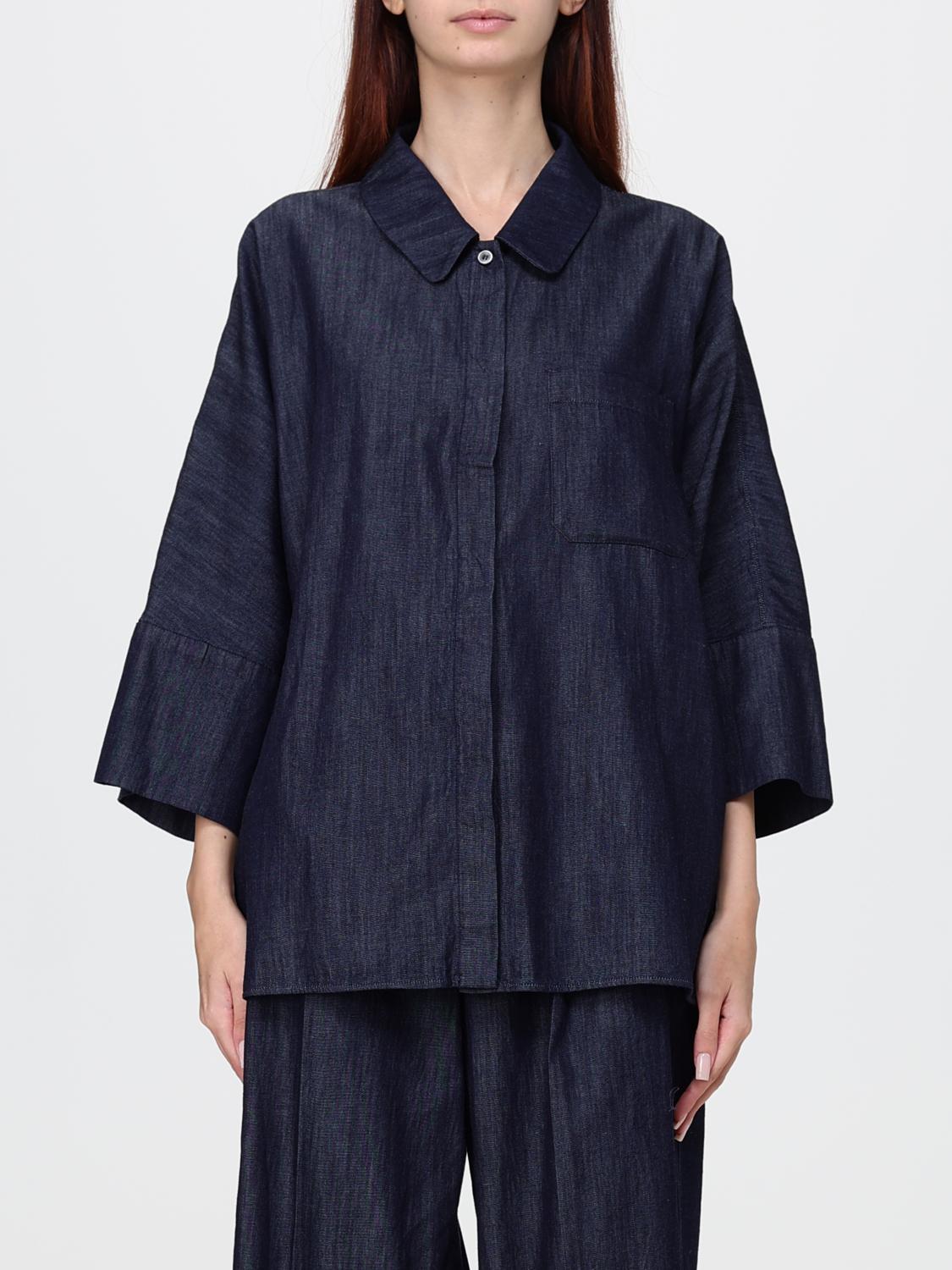 Max Mara Women Relaxed Fit Cotton Denim Shirt Max Mara With Dropped Shoulders And Concealed Placket MAX MARA