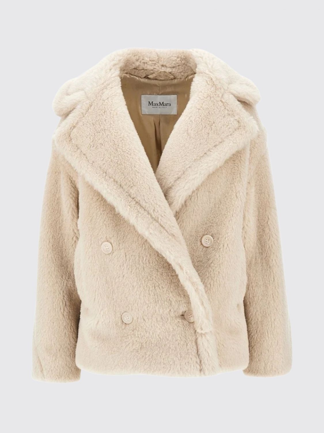 Max Mara Women Short Double-Breasted Faux-Fur Effect Coat Max Mara In A Wool Blend MAX MARA