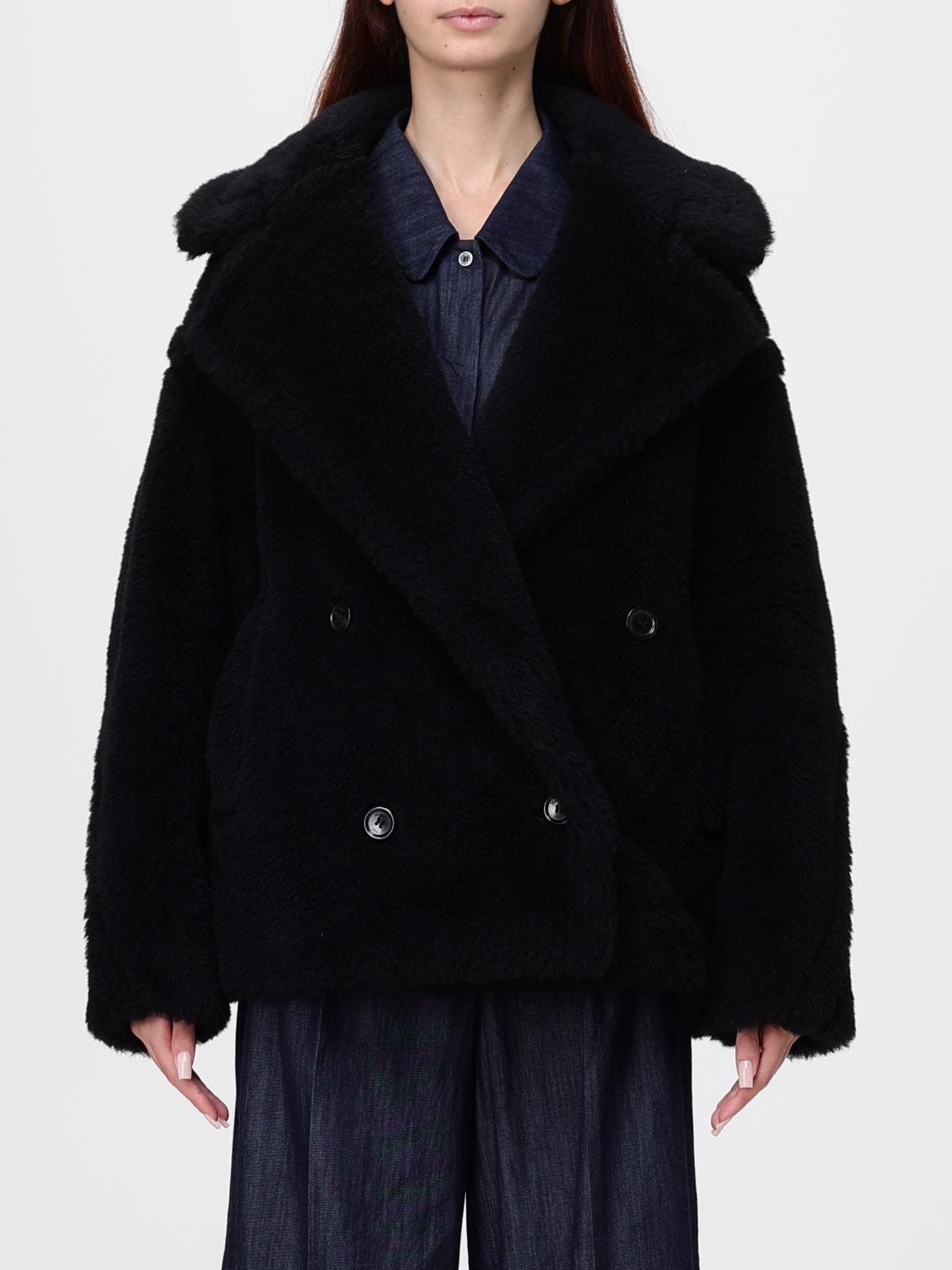 Max Mara Women Short Double-Breasted Faux-Fur Effect Coat Max Mara In A Wool Blend MAX MARA
