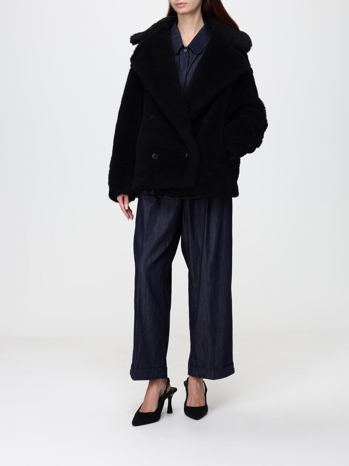 Max Mara Women Short Double-Breasted Faux-Fur Effect Coat Max Mara In A Wool Blend MAX MARA