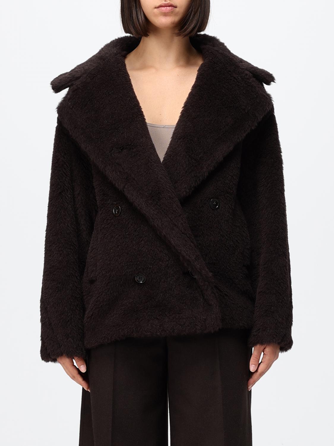 Max Mara Women Short Double-Breasted Faux-Fur Effect Coat Max Mara In A Wool Blend MAX MARA