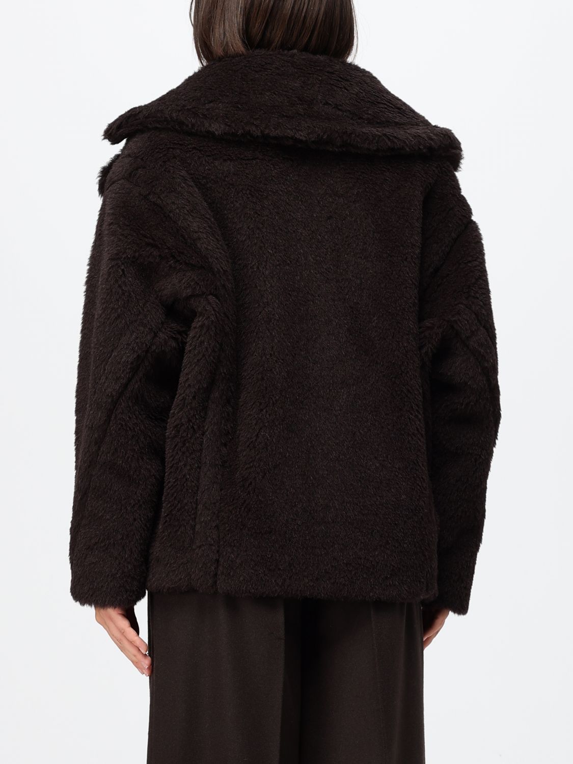 Max Mara Women Short Double-Breasted Faux-Fur Effect Coat Max Mara In A Wool Blend MAX MARA