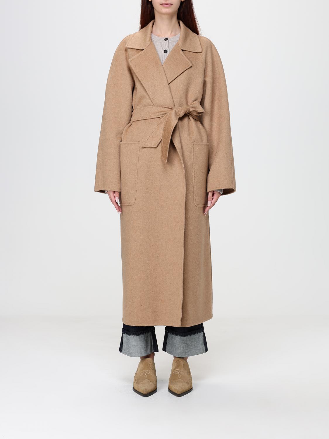 Max Mara Women Max Mara Long Camel Wool Robe Coat With Belt MAX MARA