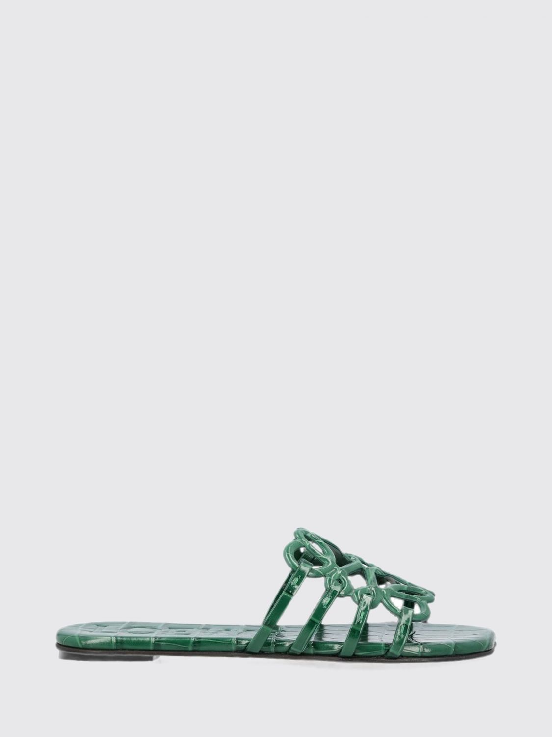 Loewe Women Anagram Petal Croc-Effect Leather Mule Sandals Loewe LOEWE