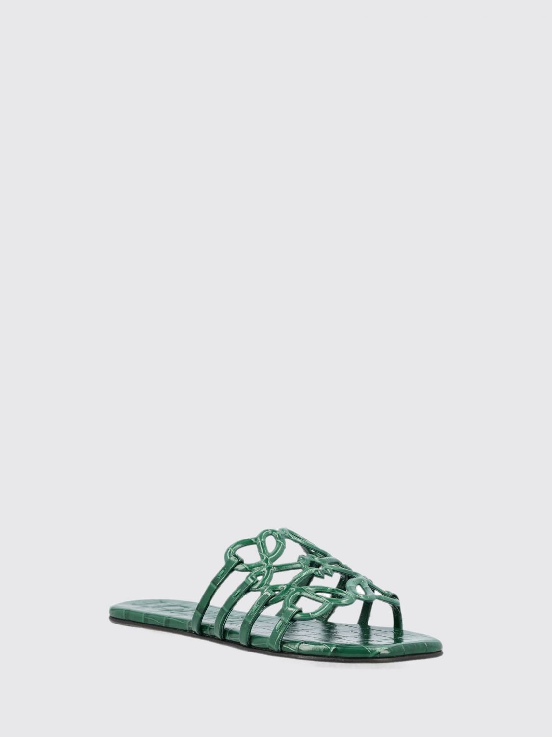 Loewe Women Anagram Petal Croc-Effect Leather Mule Sandals Loewe LOEWE