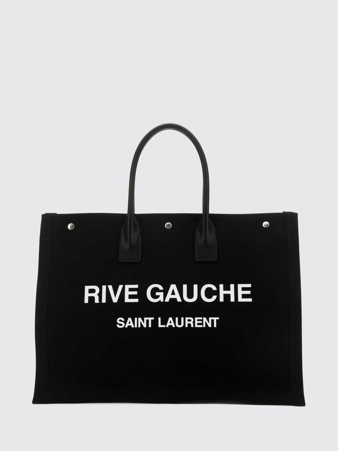 Saint Laurent Men Rive Gauche Saint Laurent Tote Bag In Linen And Cotton With Leather Handles SAINT LAURENT