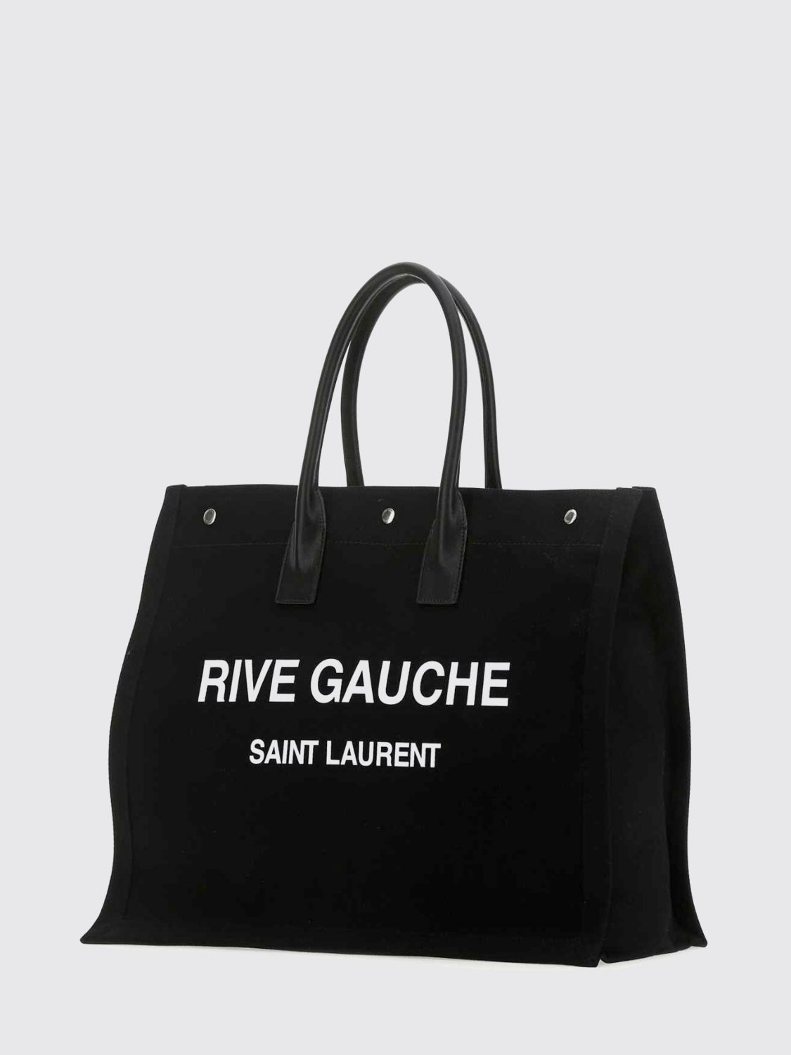 Saint Laurent Men Rive Gauche Saint Laurent Tote Bag In Linen And Cotton With Leather Handles SAINT LAURENT