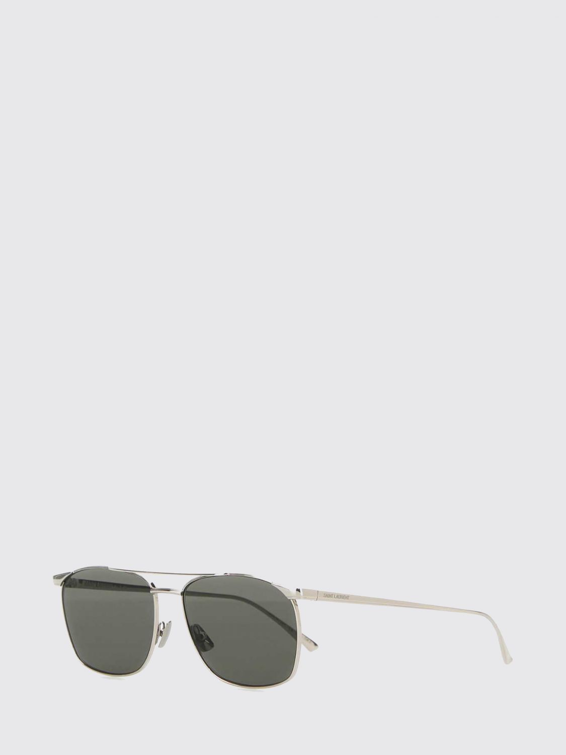 Saint Laurent Men Saint Laurent Square Metal Sunglasses With Engraved Logo And Dark Lenses SAINT LAURENT