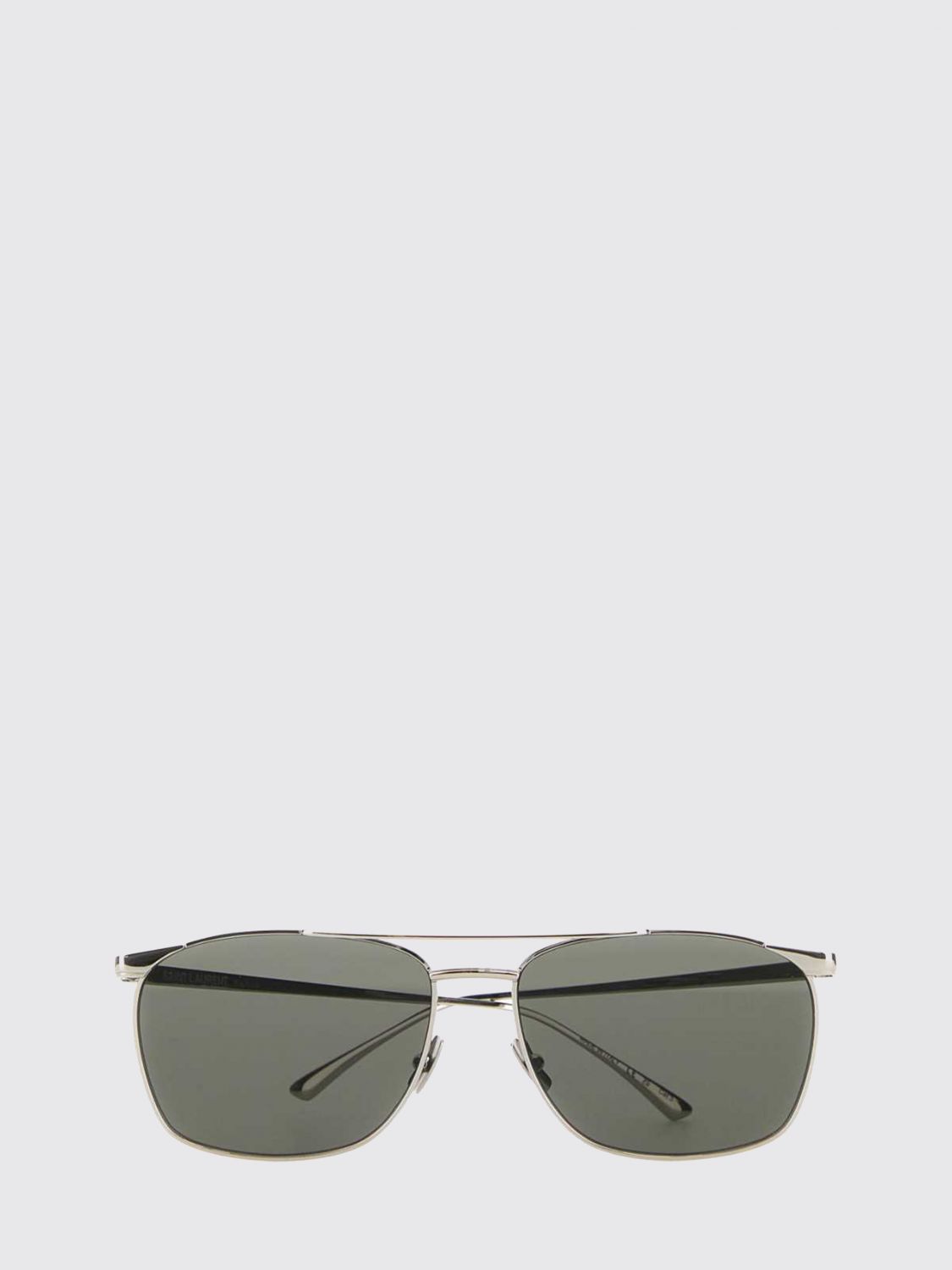 Saint Laurent Men Saint Laurent Square Metal Sunglasses With Engraved Logo And Dark Lenses SAINT LAURENT