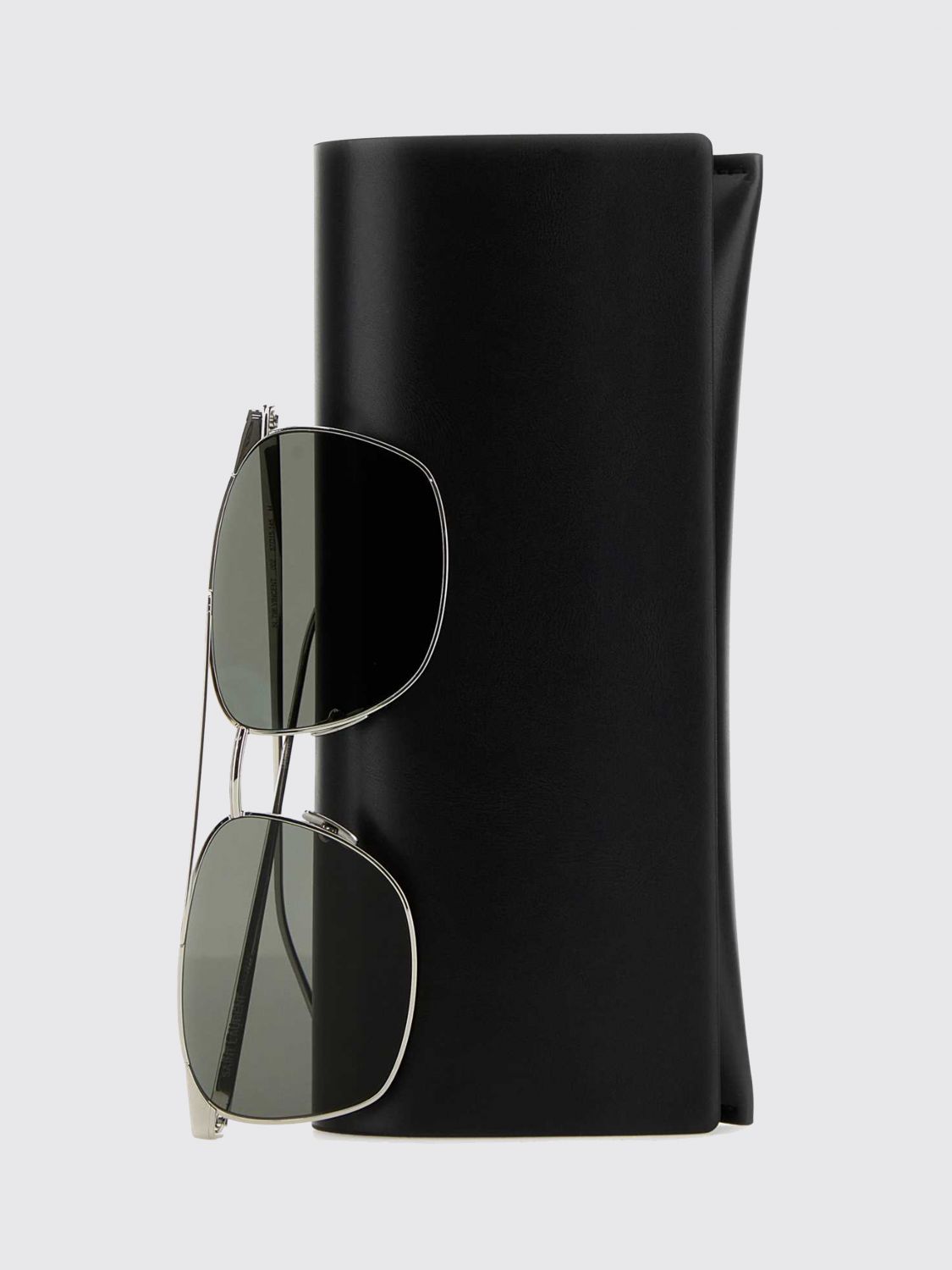 Saint Laurent Men Saint Laurent Square Metal Sunglasses With Engraved Logo And Dark Lenses SAINT LAURENT