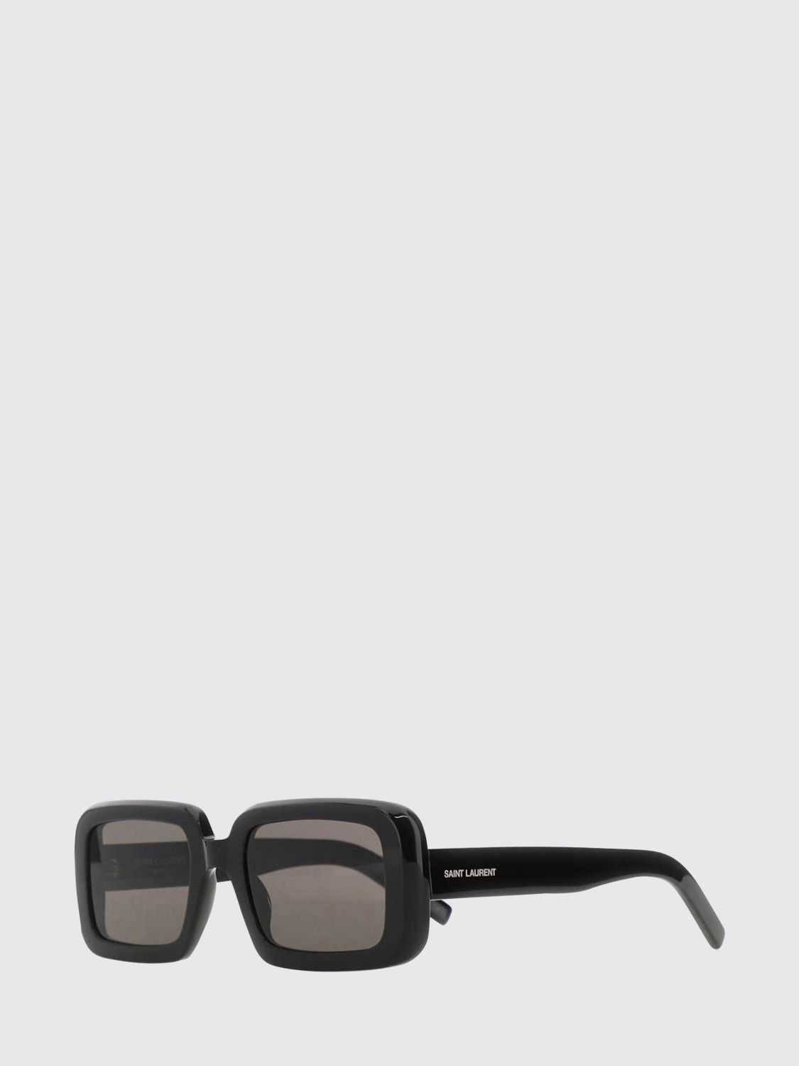 Saint Laurent Women Saint Laurent Rectangular Black Acetate Sunglasses With Printed Logo On The Temples SAINT LAURENT