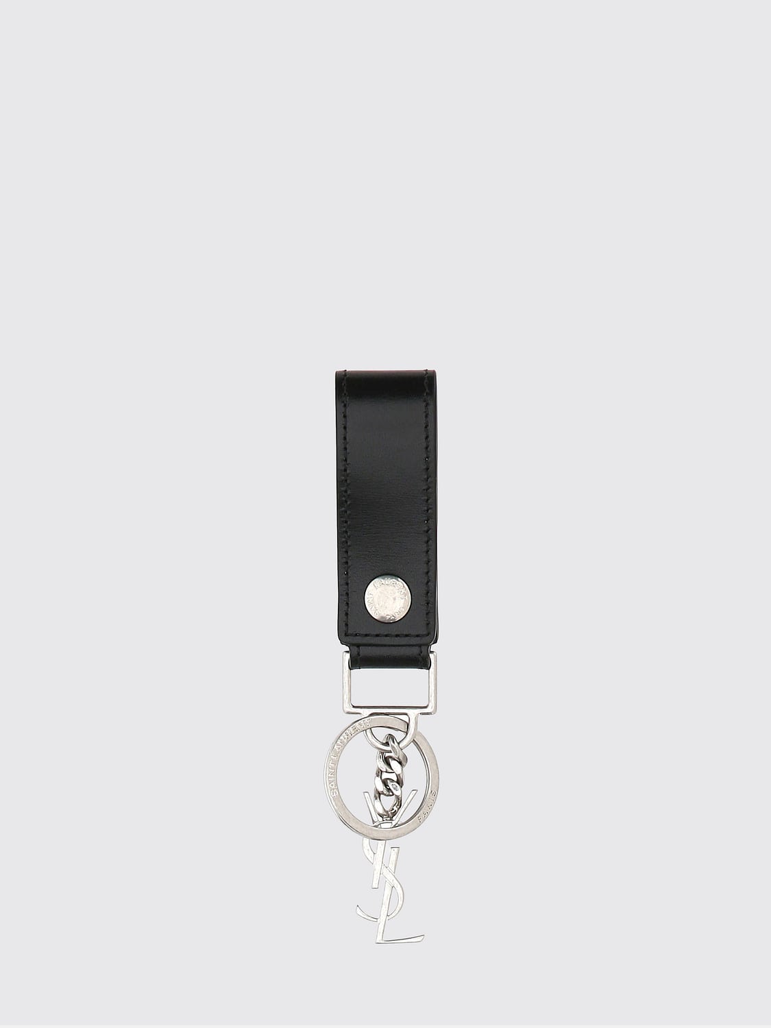 Saint Laurent Men Leather Keyring Saint Laurent With Ysl Monogram And Metal Hardware SAINT LAURENT