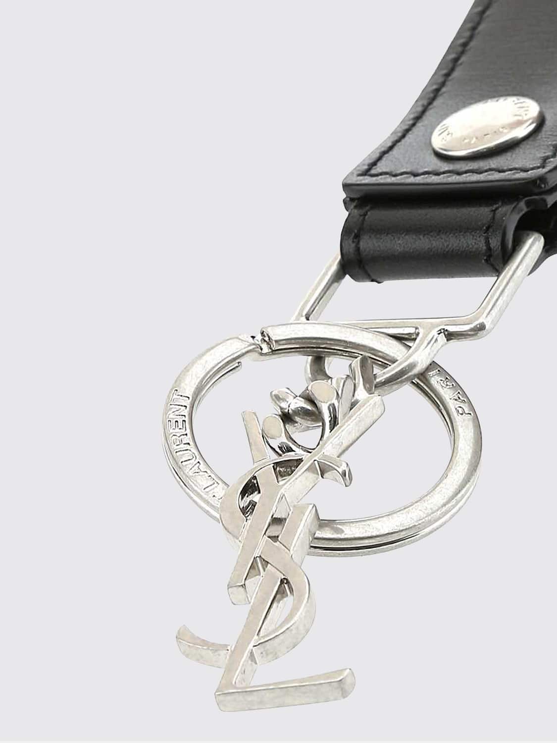 Saint Laurent Men Leather Keyring Saint Laurent With Ysl Monogram And Metal Hardware SAINT LAURENT
