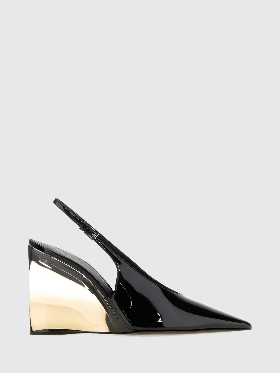 AlaiA Women Alaia Patent Leather High Wedge Heel Slingback Pumps ALAIA