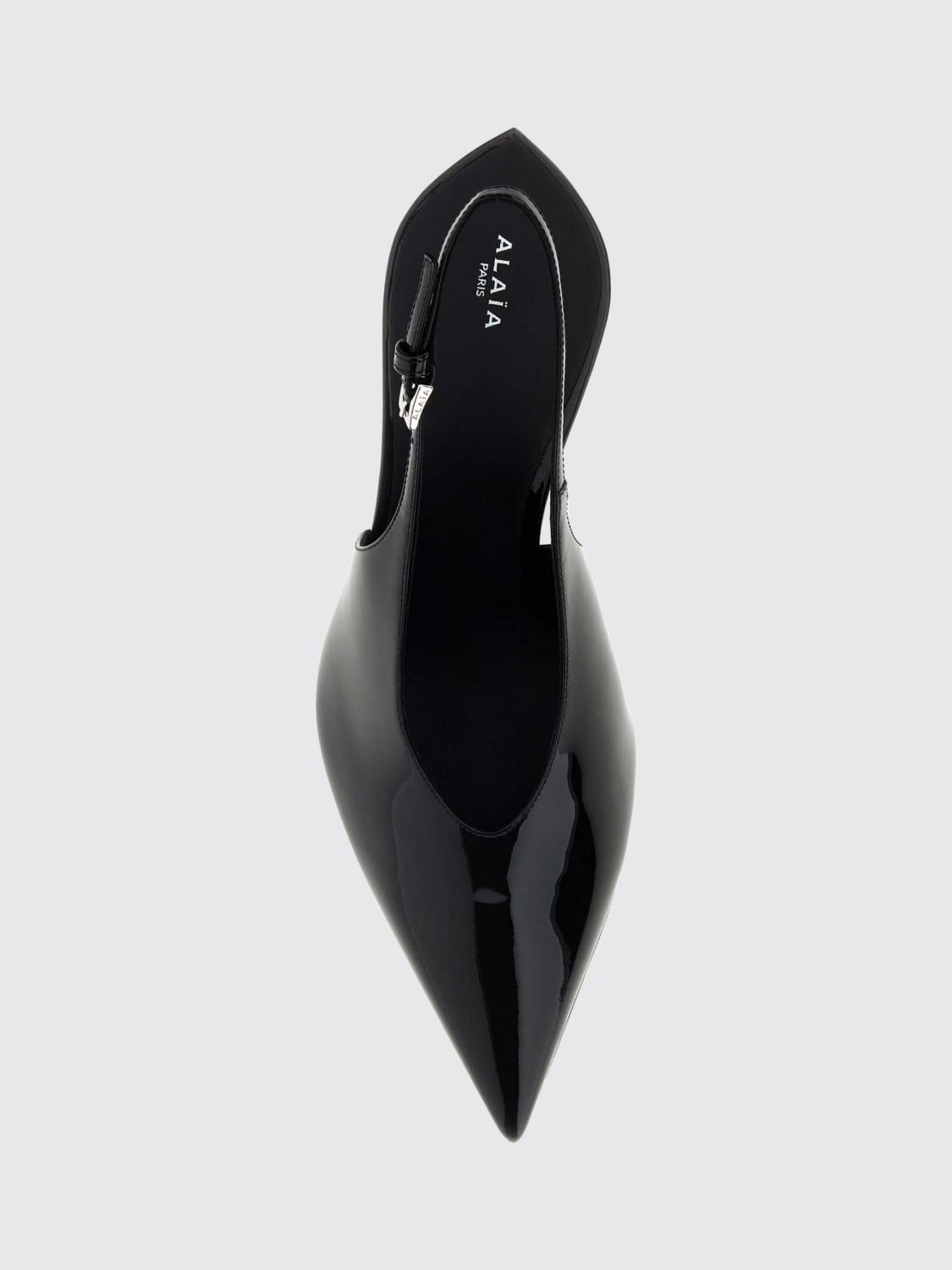 AlaiA Women Alaia Patent Leather High Wedge Heel Slingback Pumps ALAIA