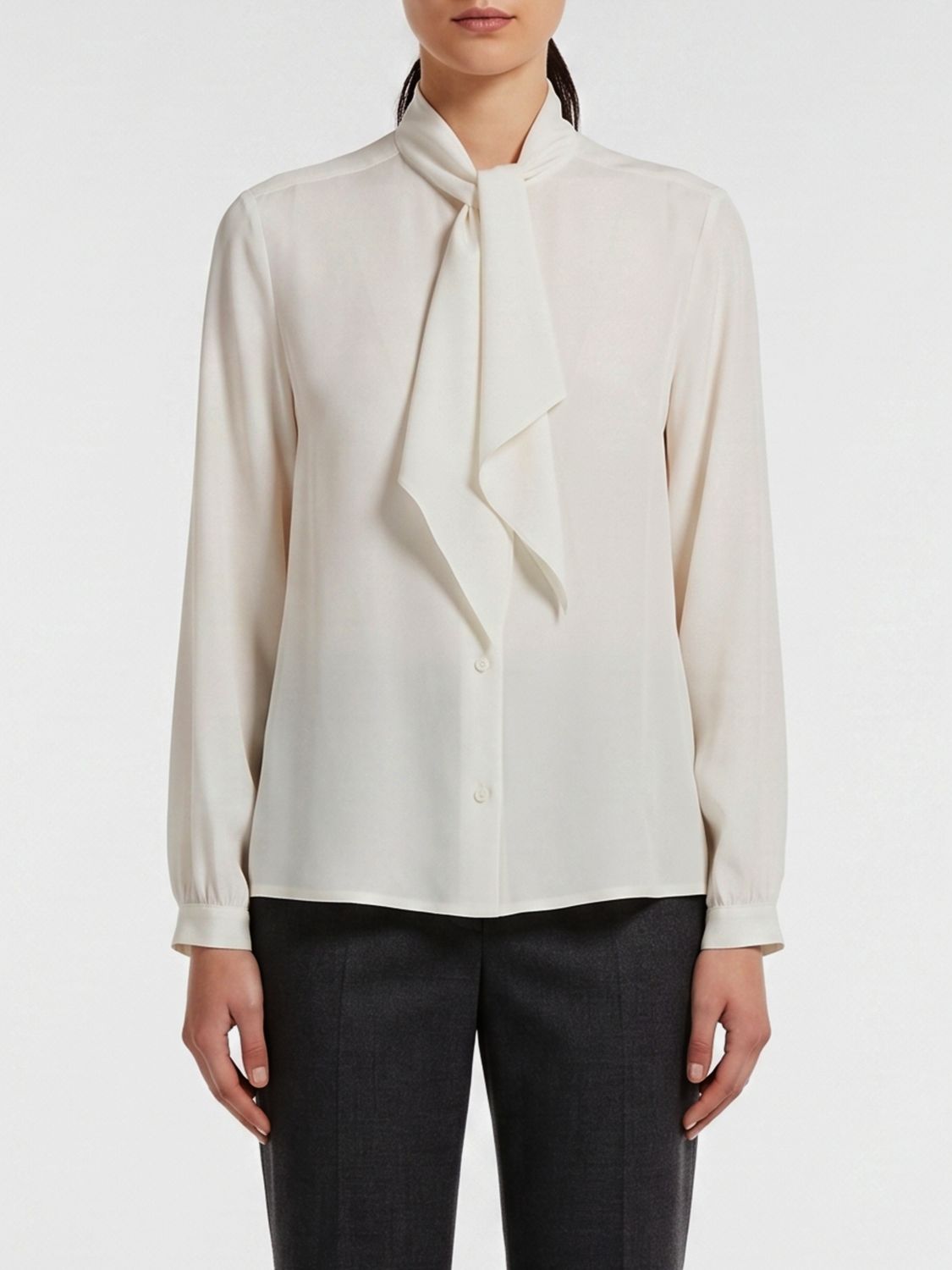 Max Mara Women Max Mara Pure Silk Shirt With Pussy-Bow Collar And Long Sleeves MAX MARA