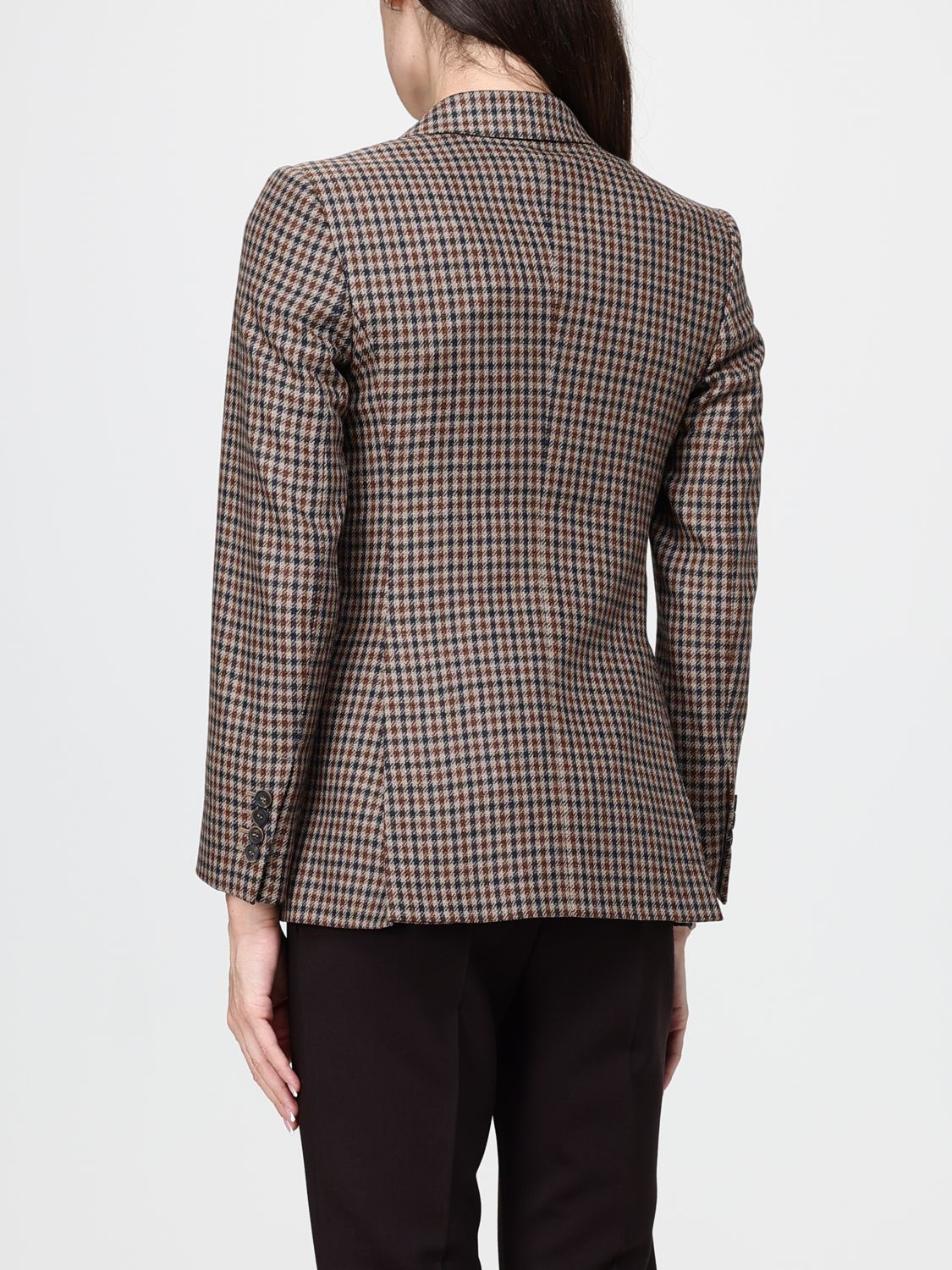 Max Mara Women Max Mara Prince Of Wales Pure Wool Double-Breasted Blazer MAX MARA