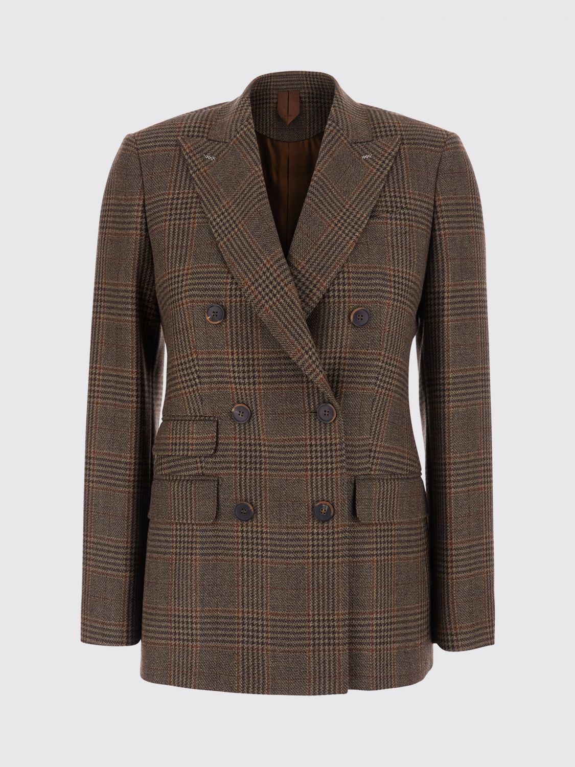 Max Mara Women Max Mara Prince Of Wales Pure Wool Double-Breasted Blazer MAX MARA