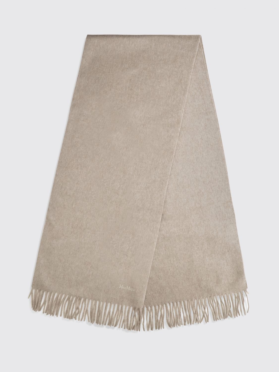 Max Mara Women Max Mara Beige Pure Cashmere Scarf With Fringe Trim MAX MARA
