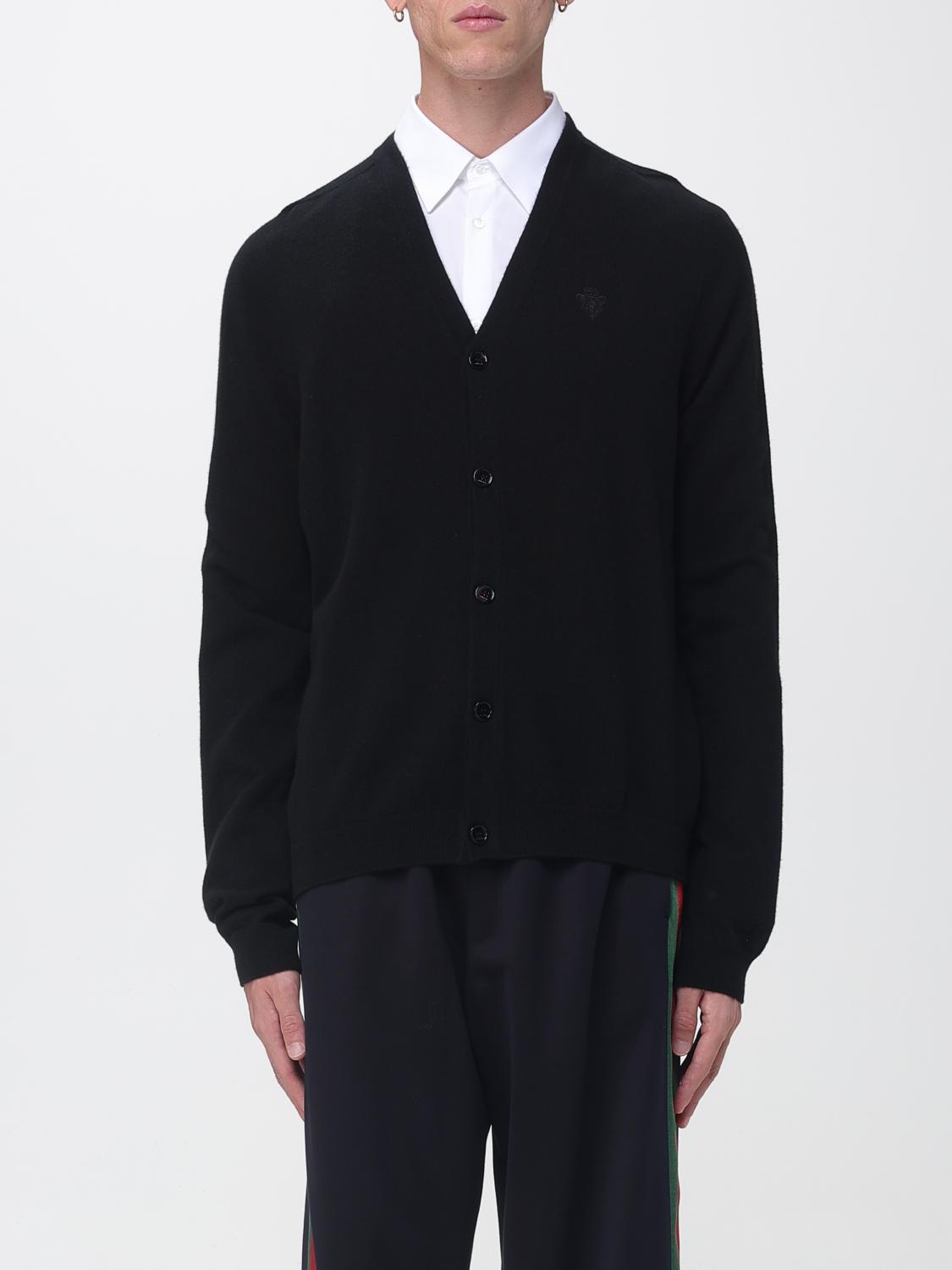 Gucci Men V-Neck Gucci Cardigan Jumper In Cashmere With Tone-On-Tone Embroidered Logo GUCCI
