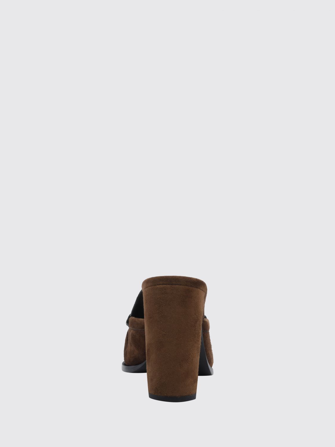 Saint Laurent Women Le Loafer Suede Mules Saint Laurent With High Block Heel And Ysl Logo SAINT LAURENT
