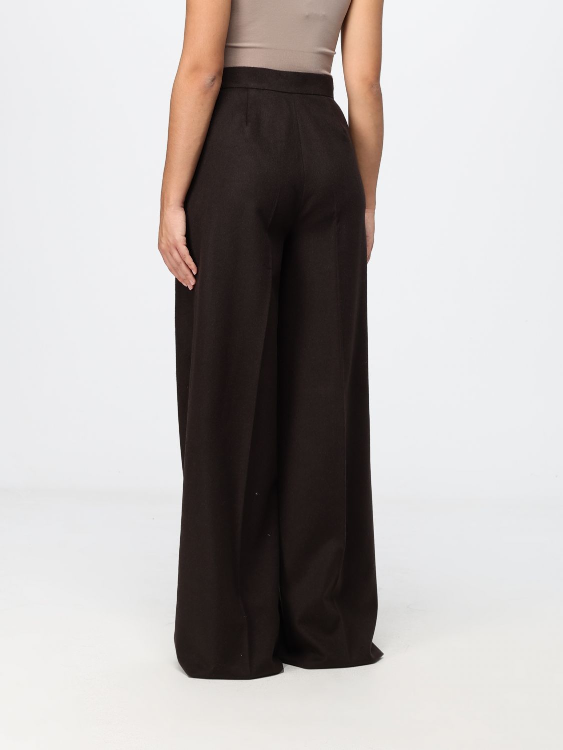 Max Mara Women Max Mara High-Waisted Wide-Leg Palazzo Trousers In Pure Camel Wool MAX MARA
