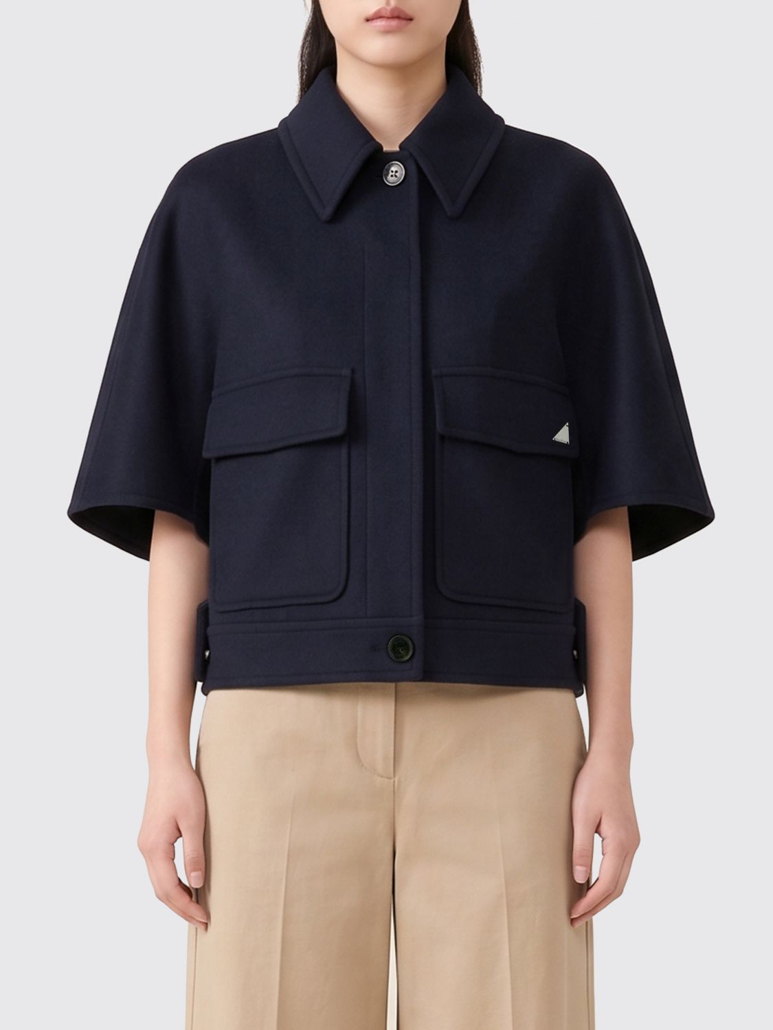Max Mara Women Max Mara Short-Sleeved Pure Cashmere Short Coat With Pockets MAX MARA