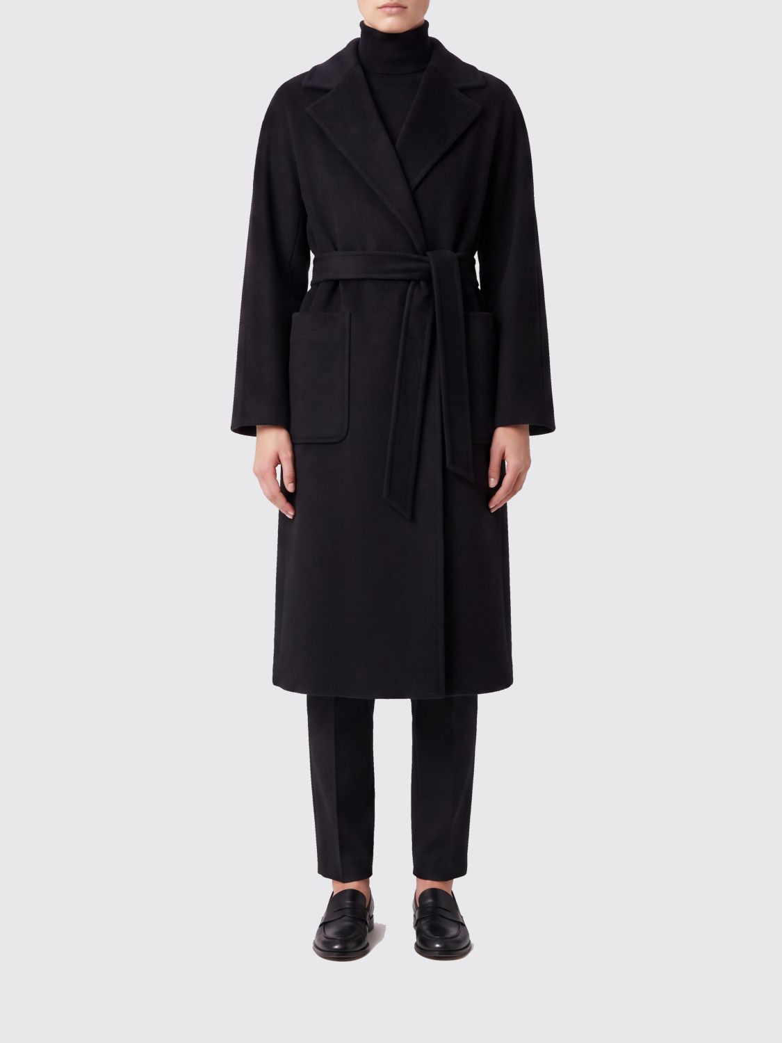 Max Mara Women Max Mara Long Robe Coat In Pure Cashmere With Waist Belt MAX MARA