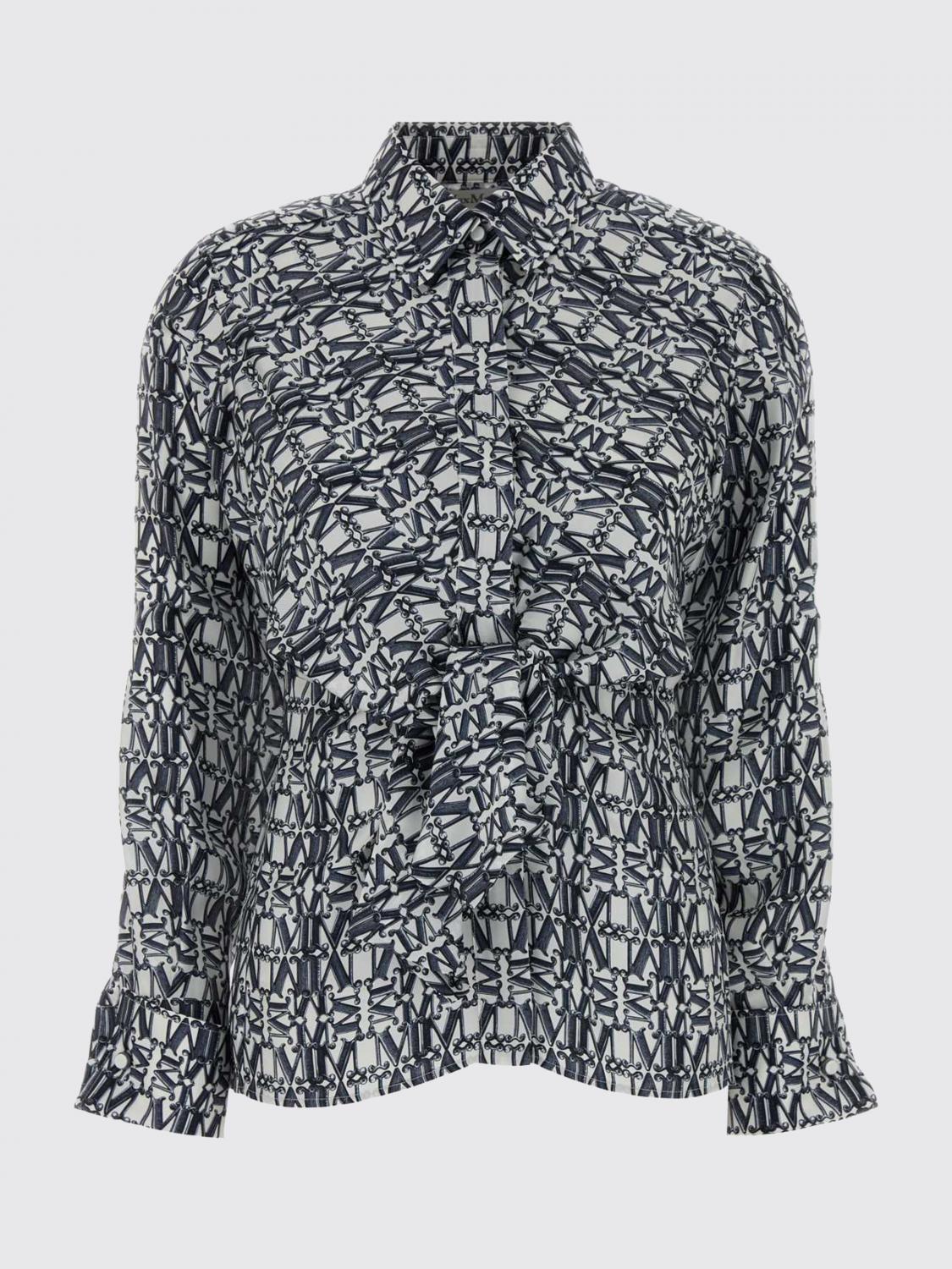 Max Mara Women Monogram Print Pure Silk Shirt Max Mara With French Collar MAX MARA