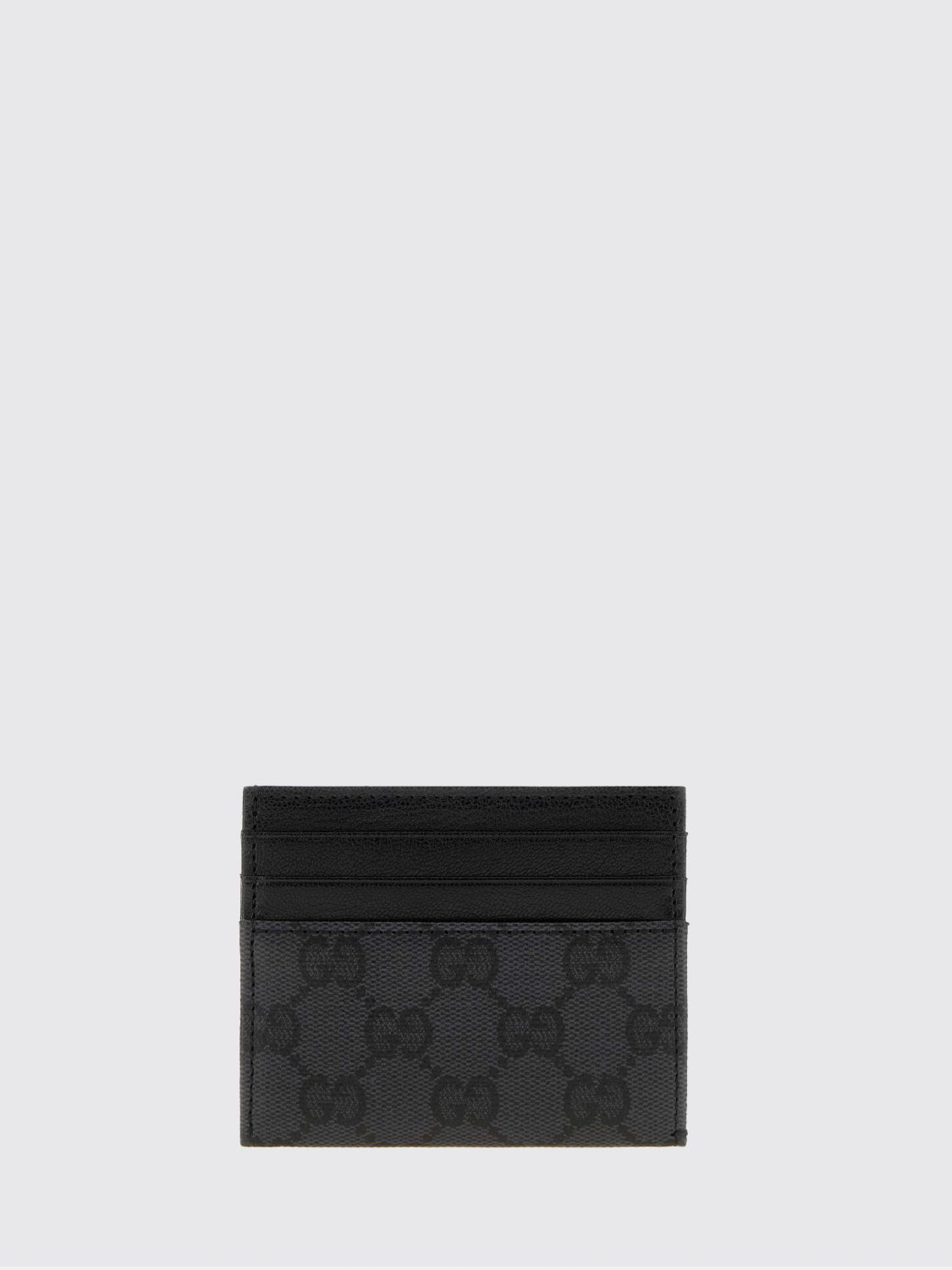 Gucci Men Gucci Gg Supreme Monogram Flat Card Holder With Leather Trim GUCCI