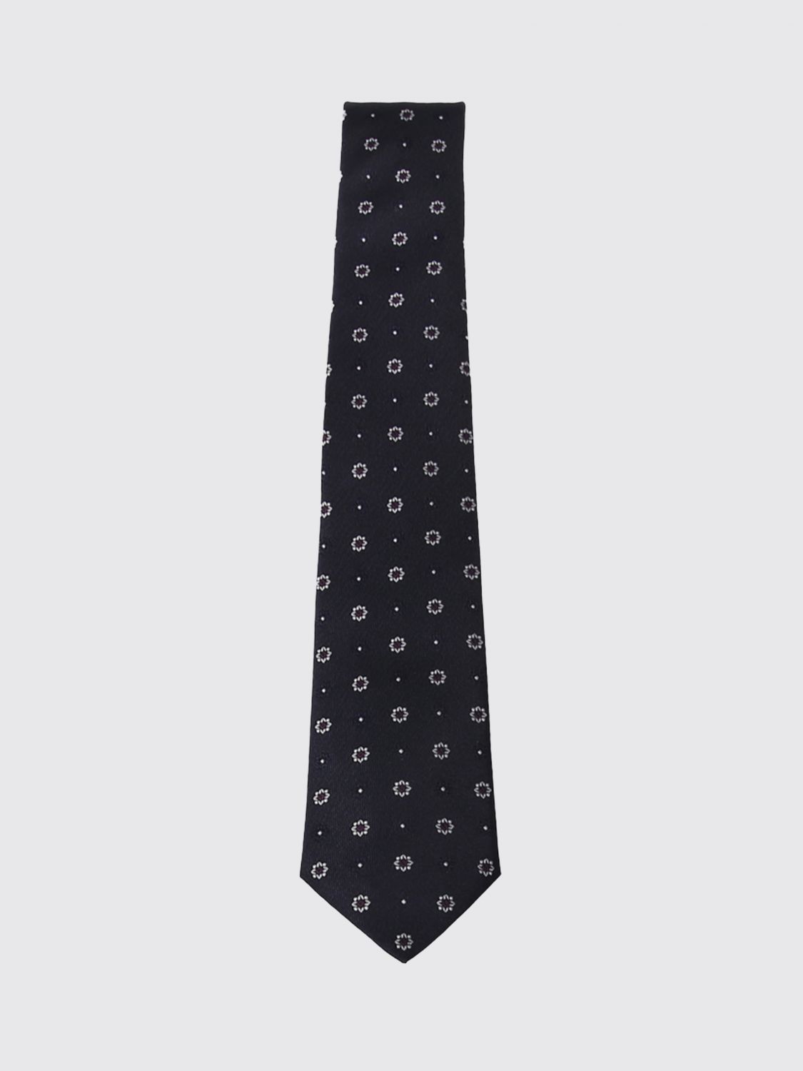 Saint Laurent Men Saint Laurent Pure Silk Tie With Contrasting Floral Embroidery SAINT LAURENT