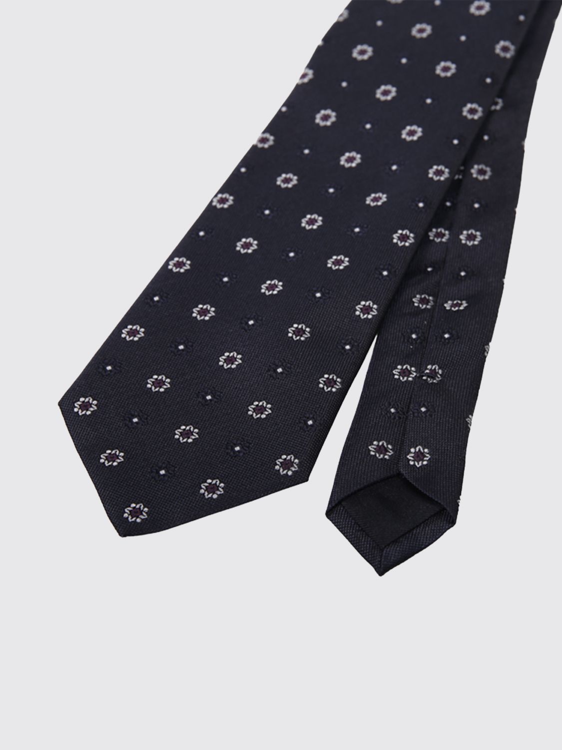 Saint Laurent Men Saint Laurent Pure Silk Tie With Contrasting Floral Embroidery SAINT LAURENT