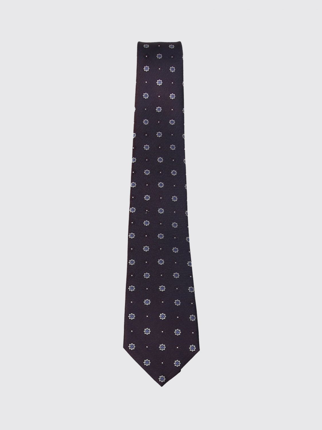 Saint Laurent Men Saint Laurent Pure Silk Tie With Contrasting Floral Embroidery SAINT LAURENT