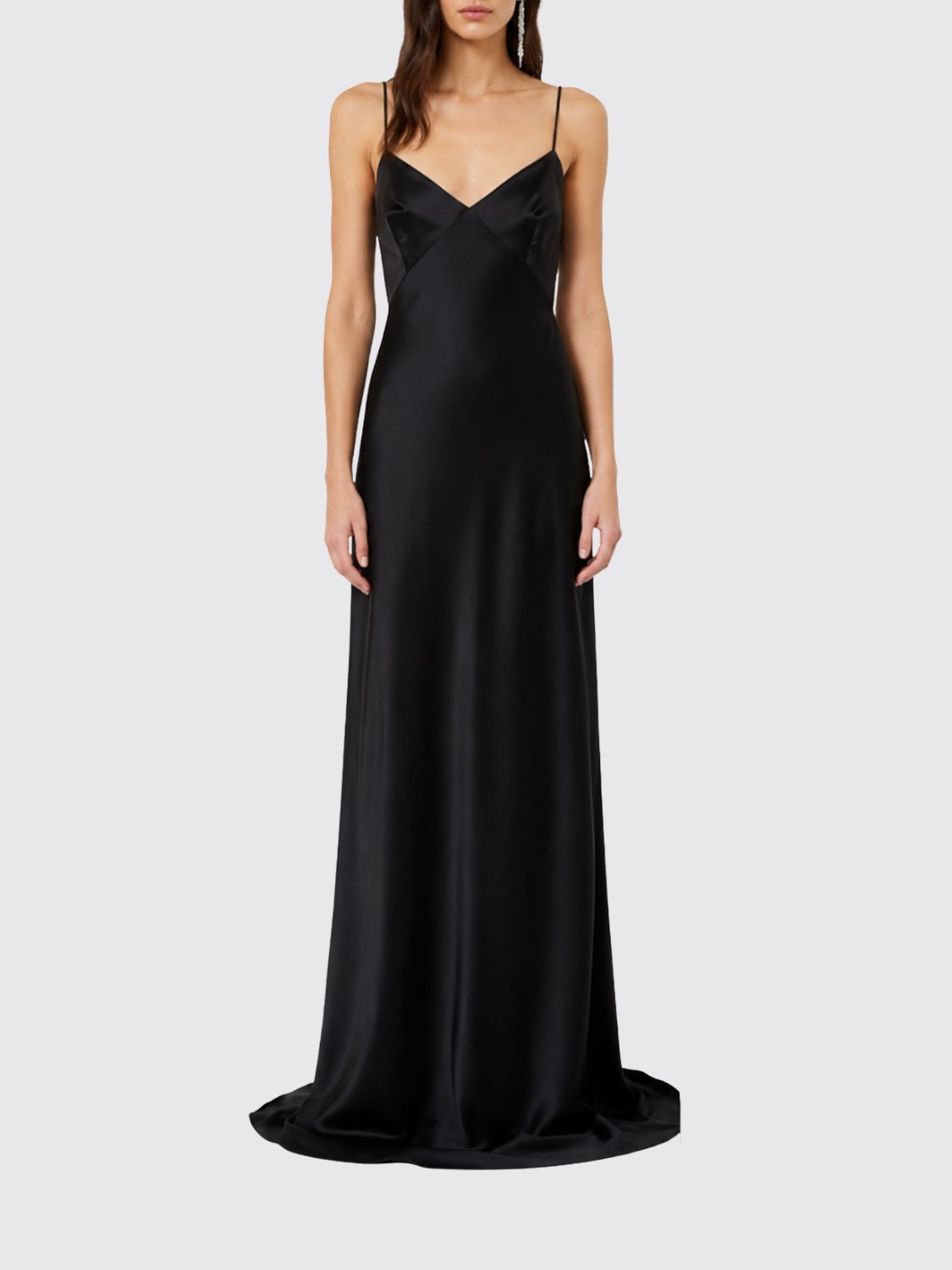 Max Mara Women Max Mara Long Satin V-Neck Evening Gown With Small Train MAX MARA