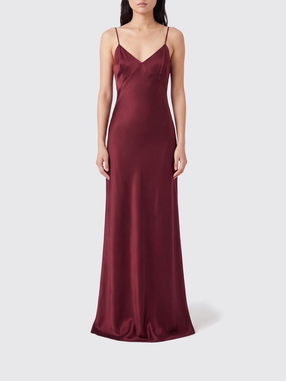 Max Mara Women Max Mara Long Satin V-Neck Evening Gown With Small Train MAX MARA