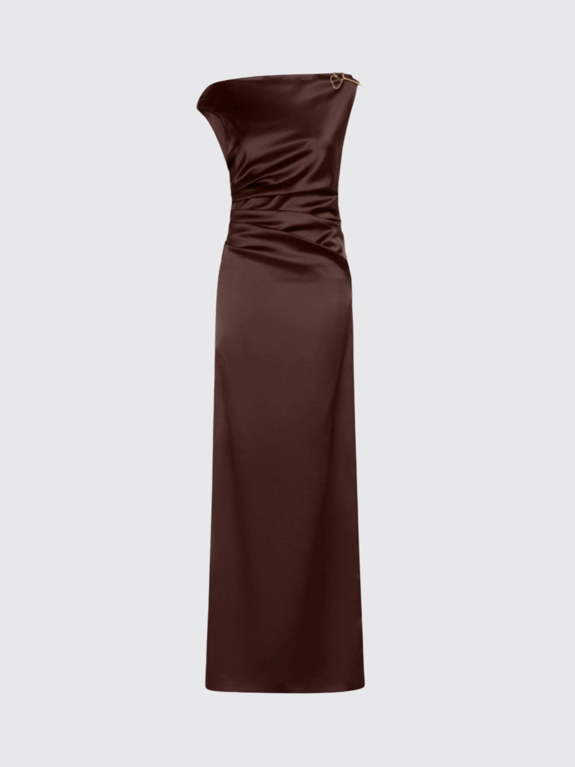 Max Mara Women Max Mara Long One-Shoulder Satin Evening Gown With Waist Draping MAX MARA