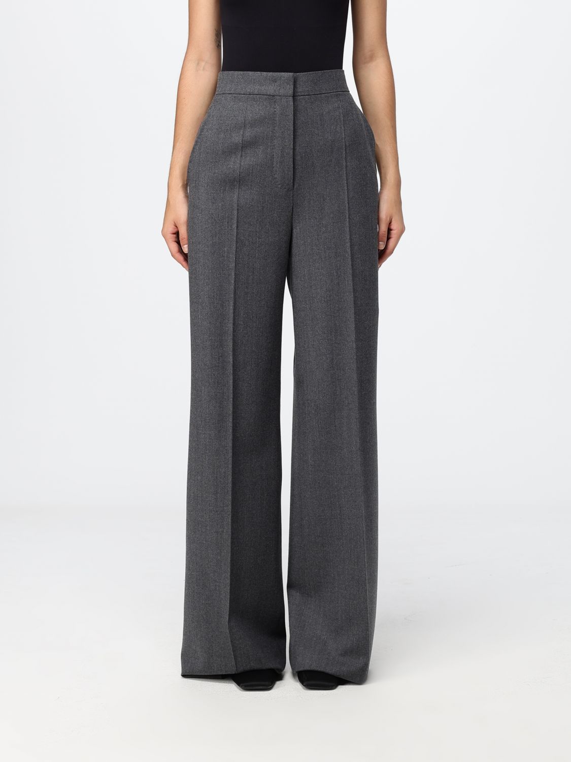 Max Mara Women Max Mara High-Waisted Flared Cri�Pe Trousers With Slash Pockets MAX MARA