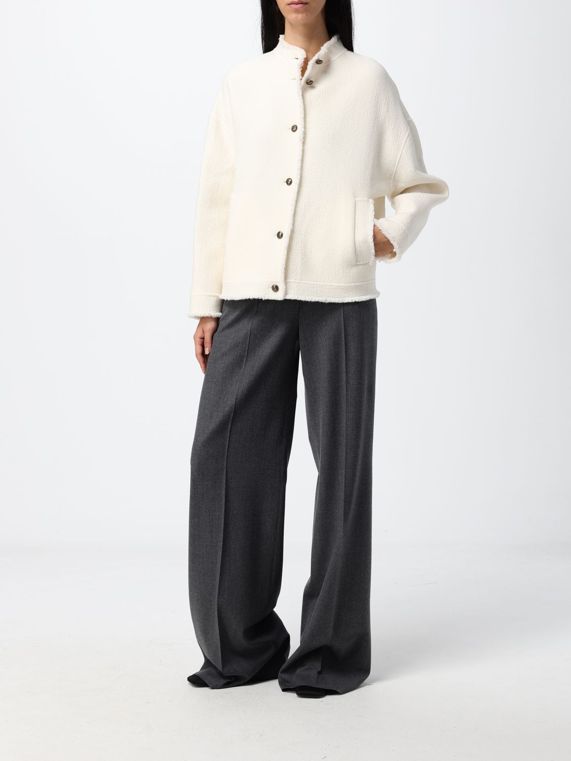 Max Mara Women Max Mara High-Waisted Flared Cri�Pe Trousers With Slash Pockets MAX MARA