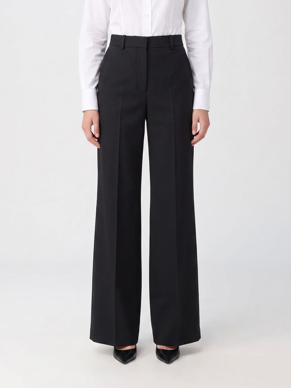 Max Mara Women Max Mara High-Waisted Flared Criªpe Trousers With Slash Pockets MAX MARA